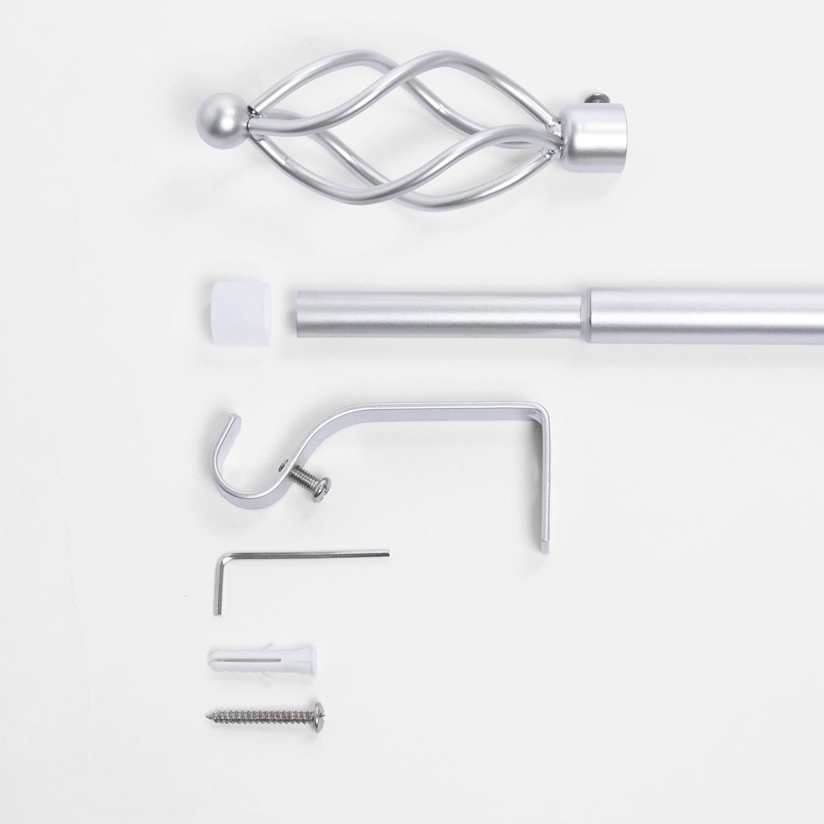 OHS 120-200cm Curtain Pole Extendable Metal 16mm Ball Trumpet Twist Finnials