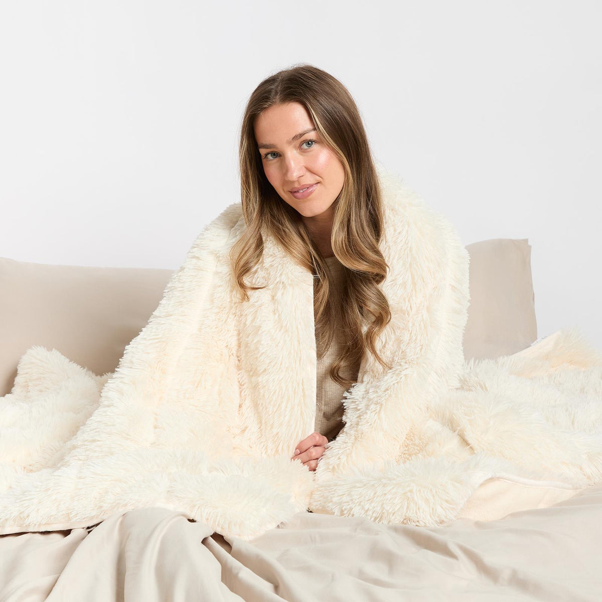 OHS Fluffy Fleece Weighted Blanket Sensory Adult Sleep Anxiety Soft Throw