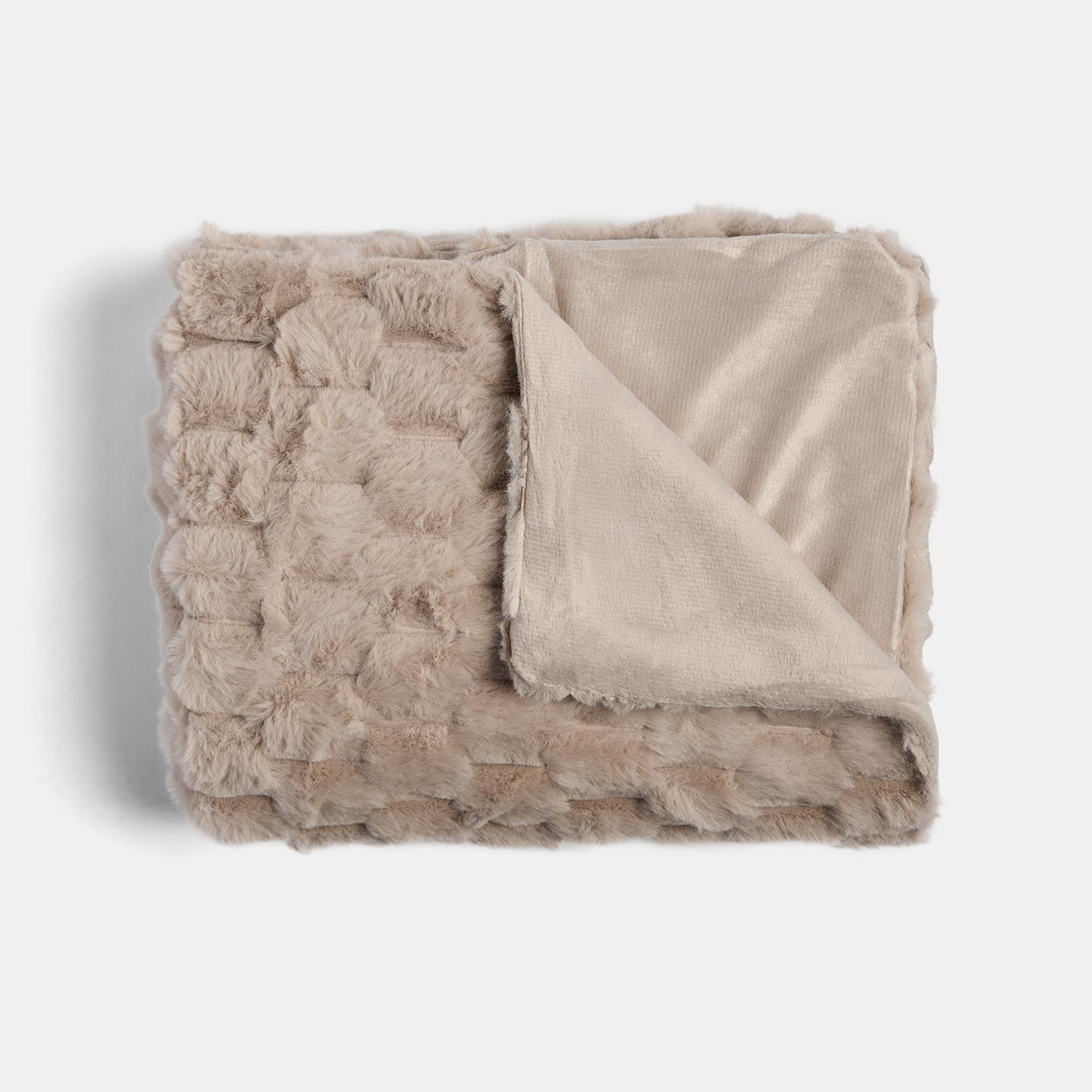 OHS Waffle Throw Bed Blanket Faux Fur Supersoft Warm Fleece Cosy Plush