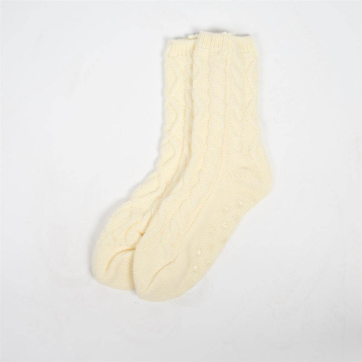 OHS Cable Knit Socks Womens Non Slip Warm Indoor Lounge Sock Slipper