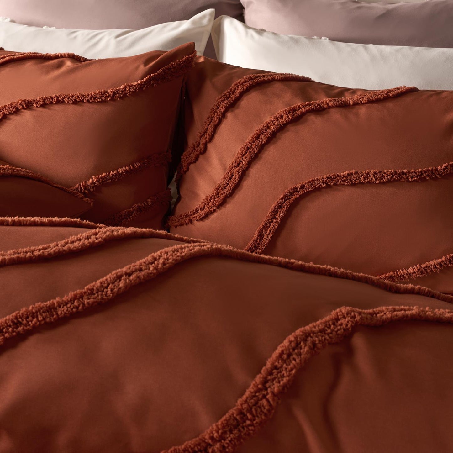 OHS Tufted Contour Bedding Set Soft Cosy Duvet Cover with Pillowcase
