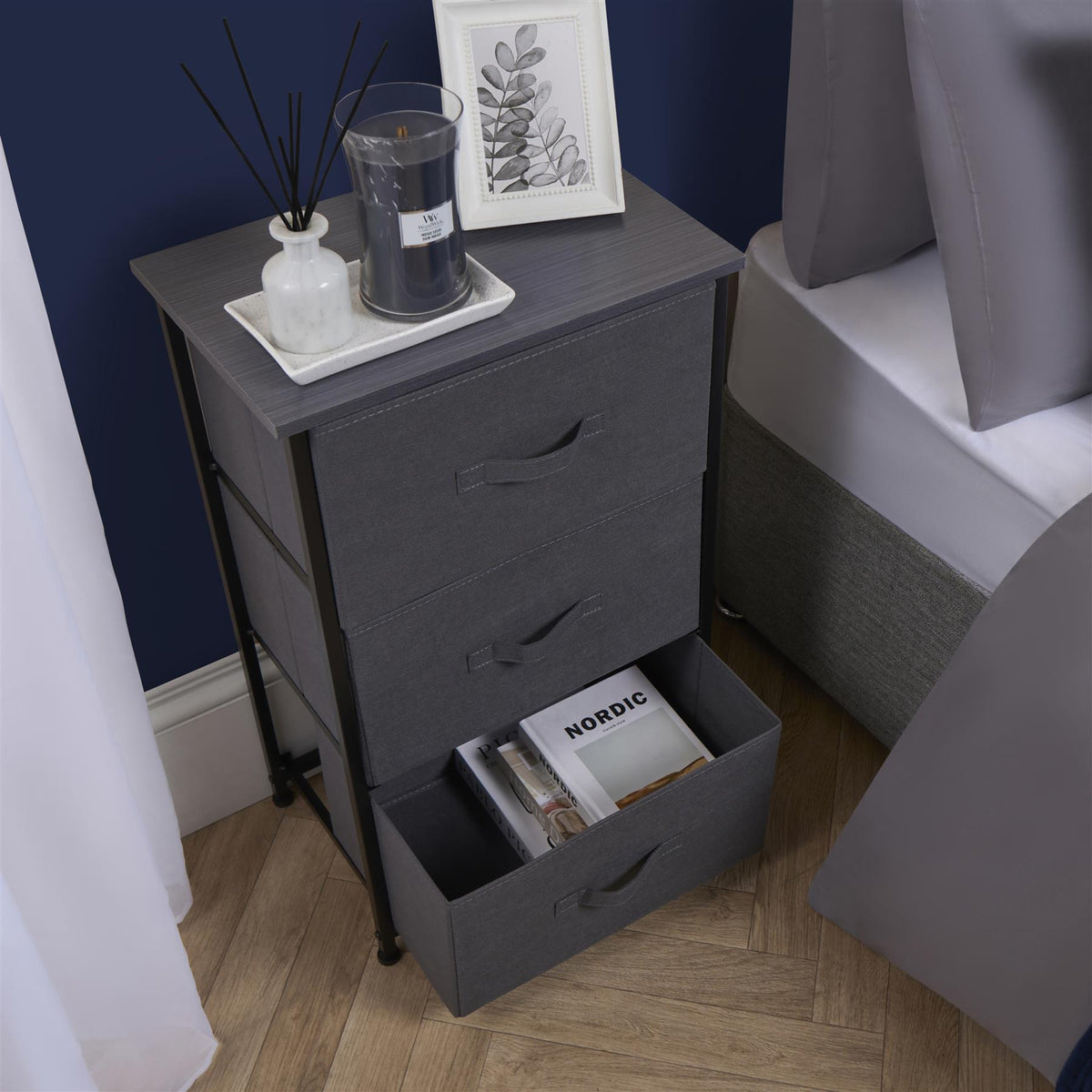 OHS Fabric Cabinet Bedside 2/3/4/5/6 Drawers Storage Unit Clothes Home Organiser