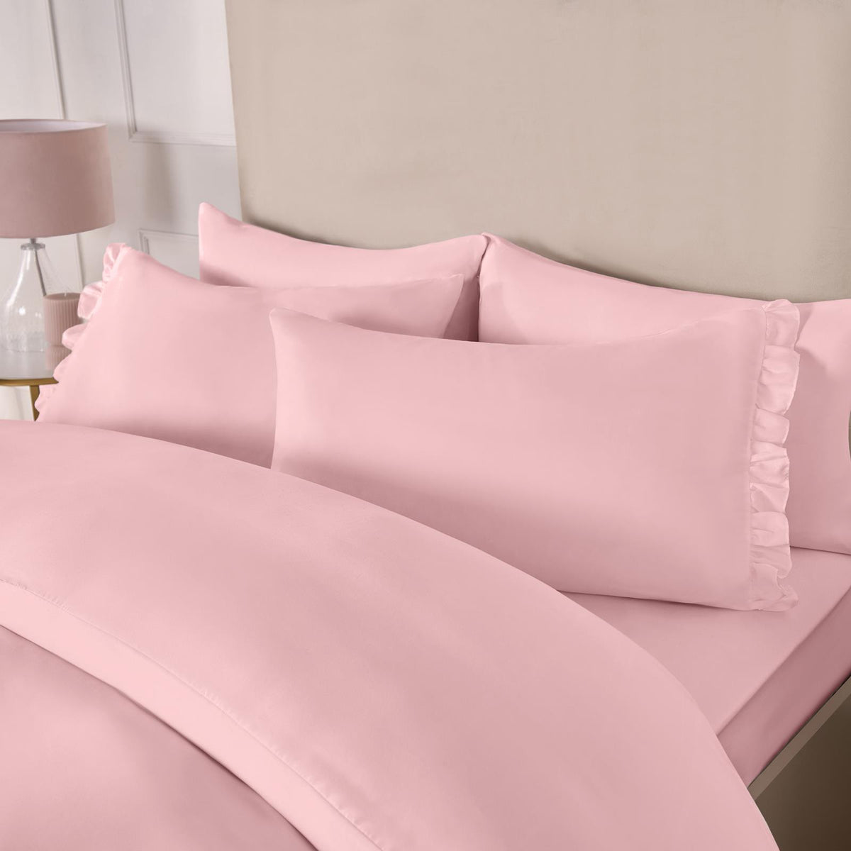 OHS Frill Edge Bedding Set Microfibre Decor Duvet Cover with Pillowcase