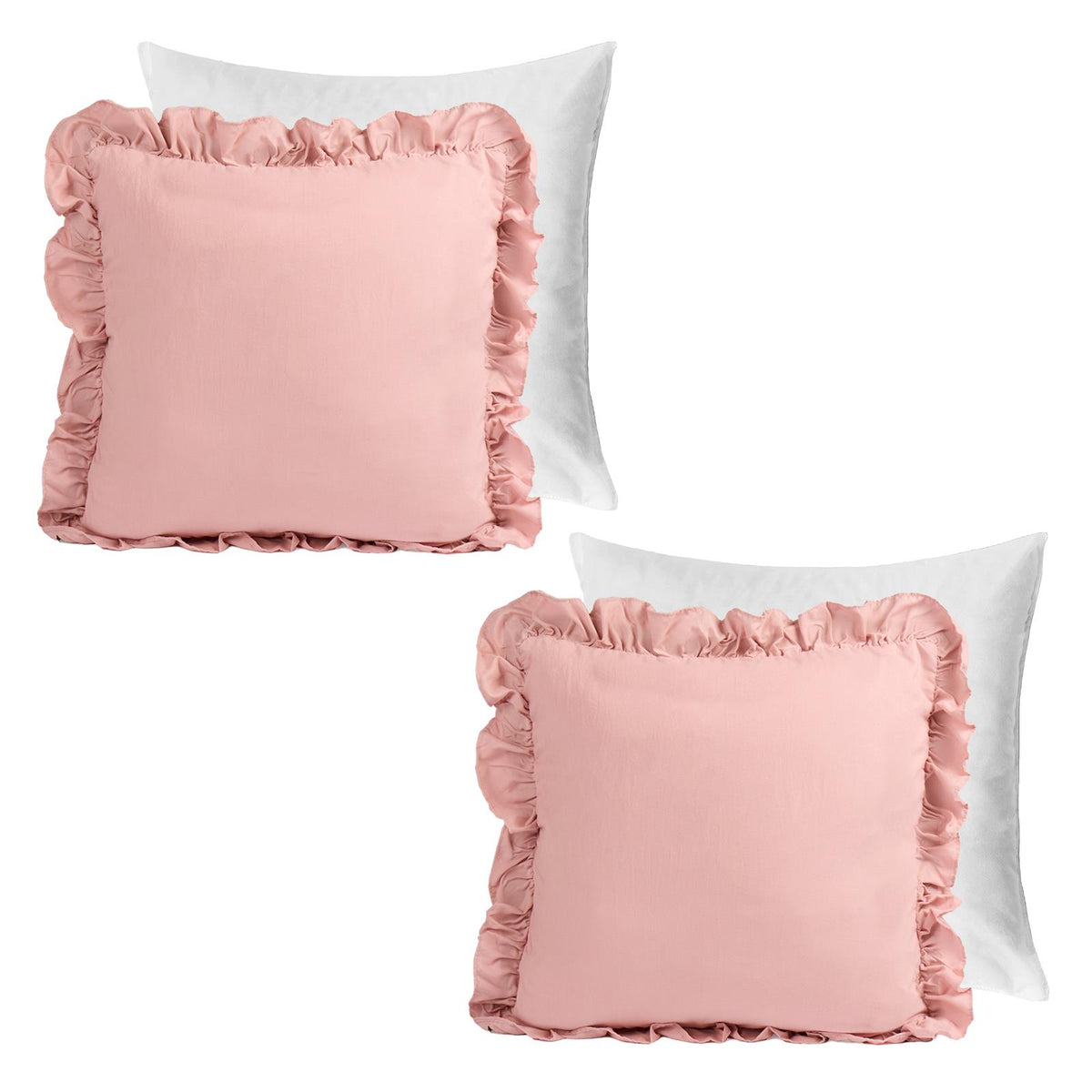 OHS Frill Cushion Covers Faux Linen Soft Square Pillowcases Home Decor Multipack