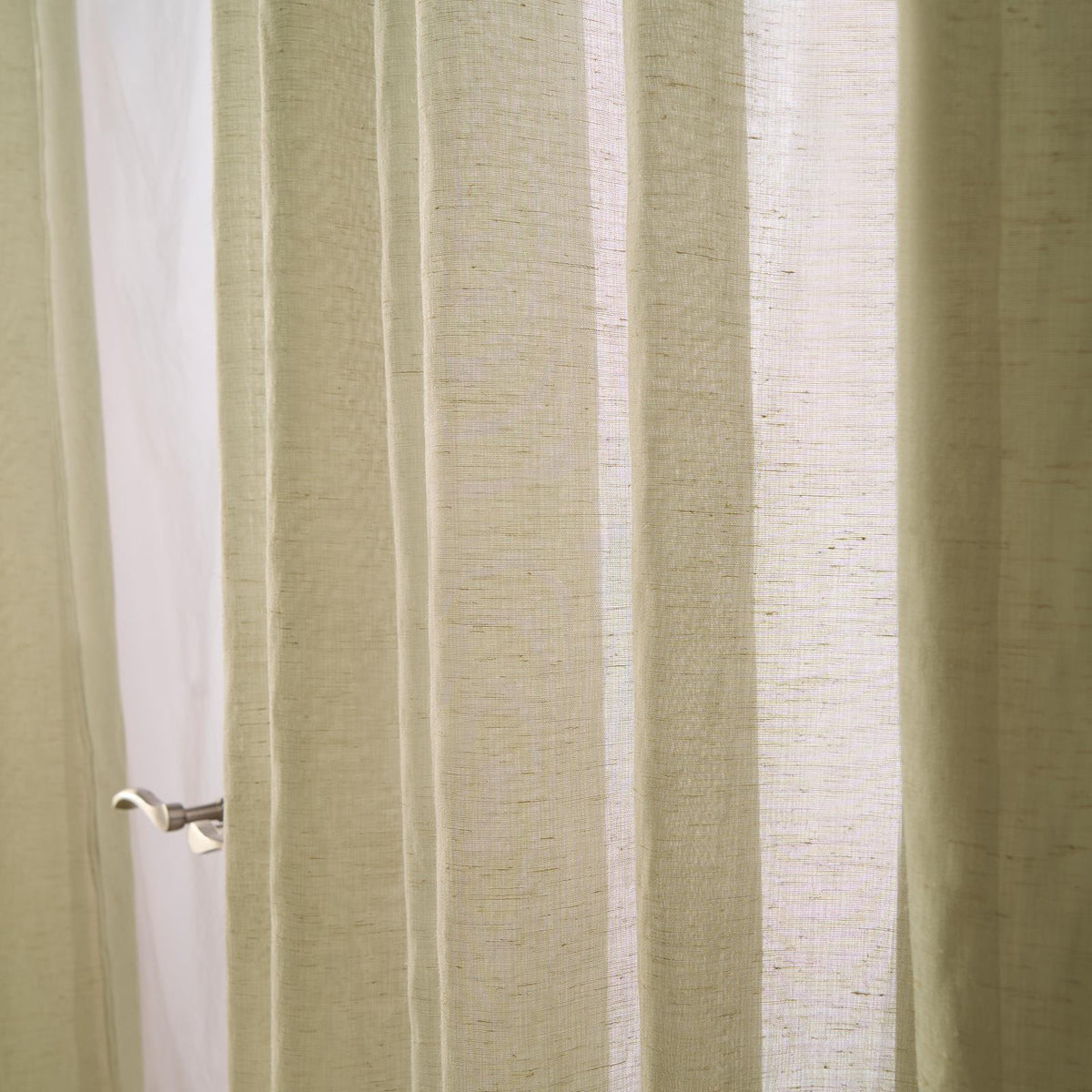 OHS Linen Look Voile Net Curtains 2 Panels Rod Slot Top Pair Home Set 55x87