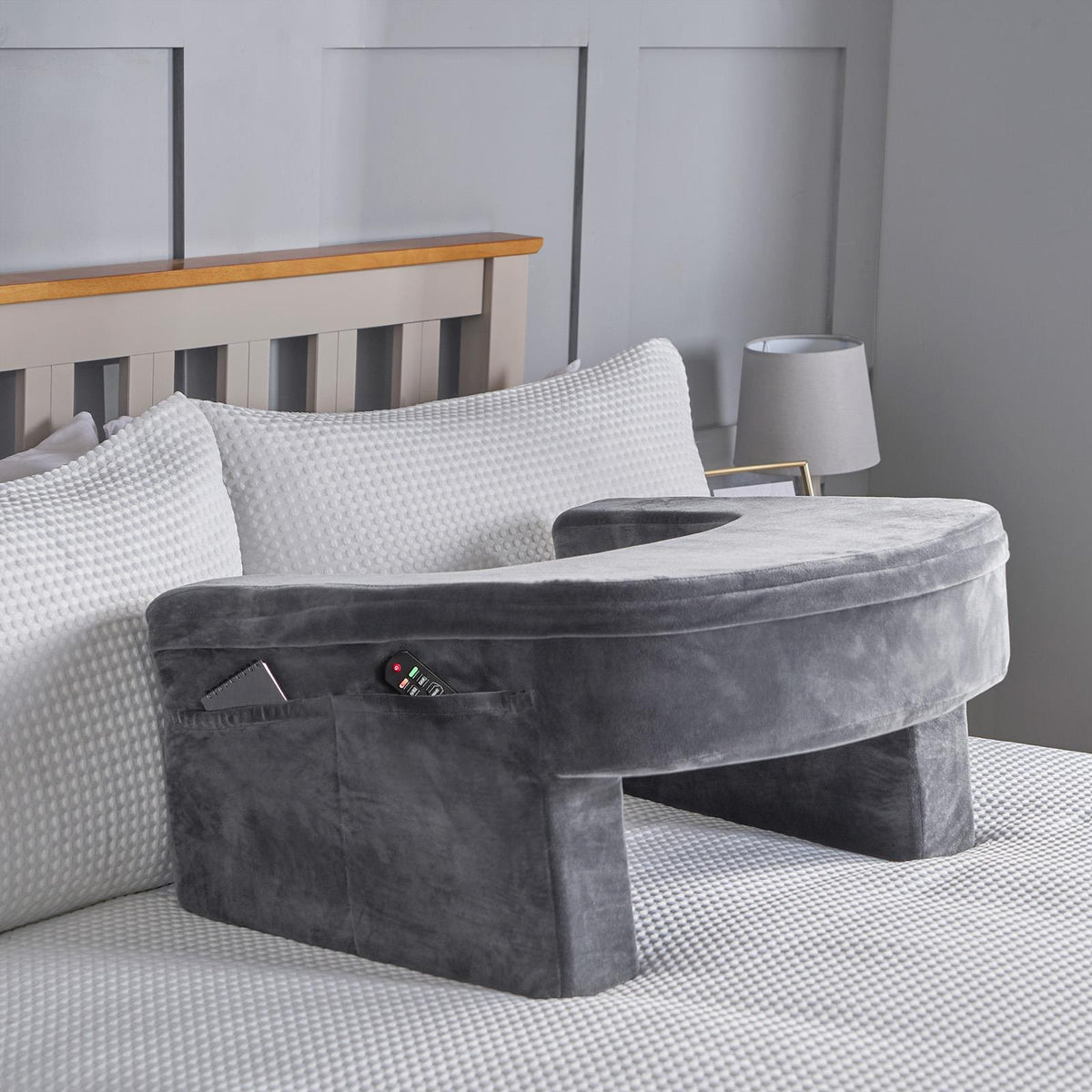 OHS Gaming Lap Pillow Cushion Matte Velvet Filled Laptop Table Tray with Pockets