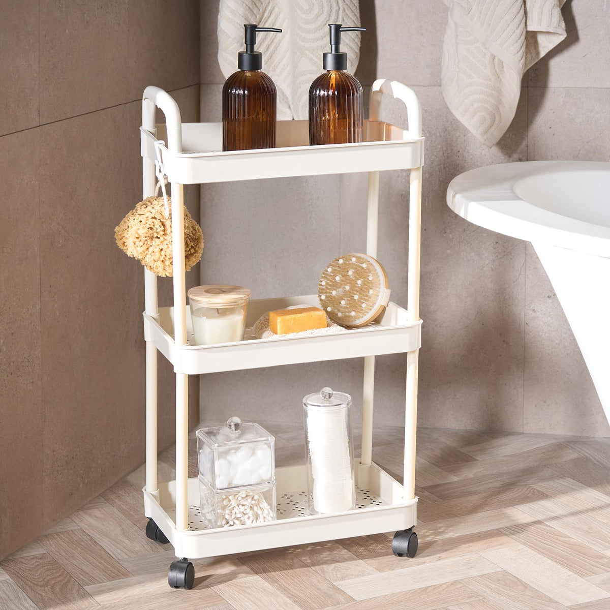 OHS Trolley Cart 3 Tier Roll Bathroom Storage Portable Kitchen Home Organiser