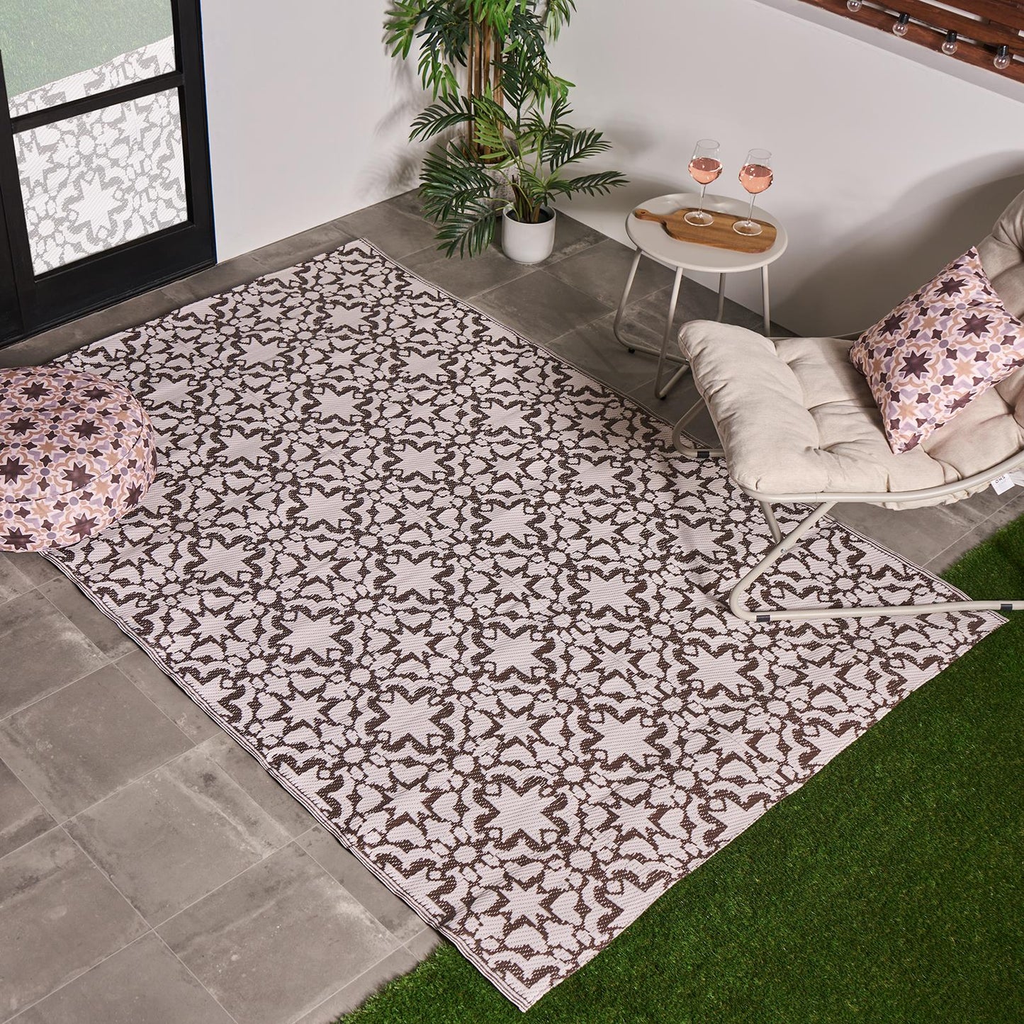 OHS Tiles Print Garden Rug Outdoor Waterproof Area Mat Patio Decor