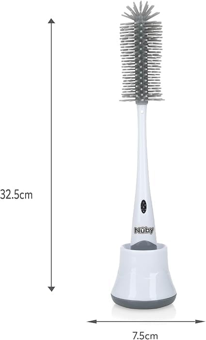 Nuby 2-in-1 Silicone Baby Bottle & Teat Cleaning Brush with Draining Stand