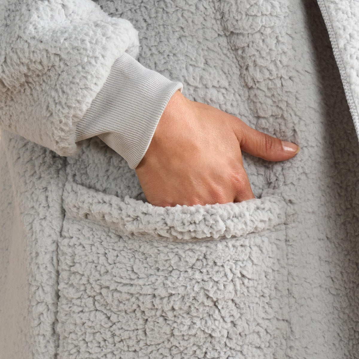 OHS Waterfall Cardigan Warm Teddy Fleece Open Front Wrap Loungewear Outwear