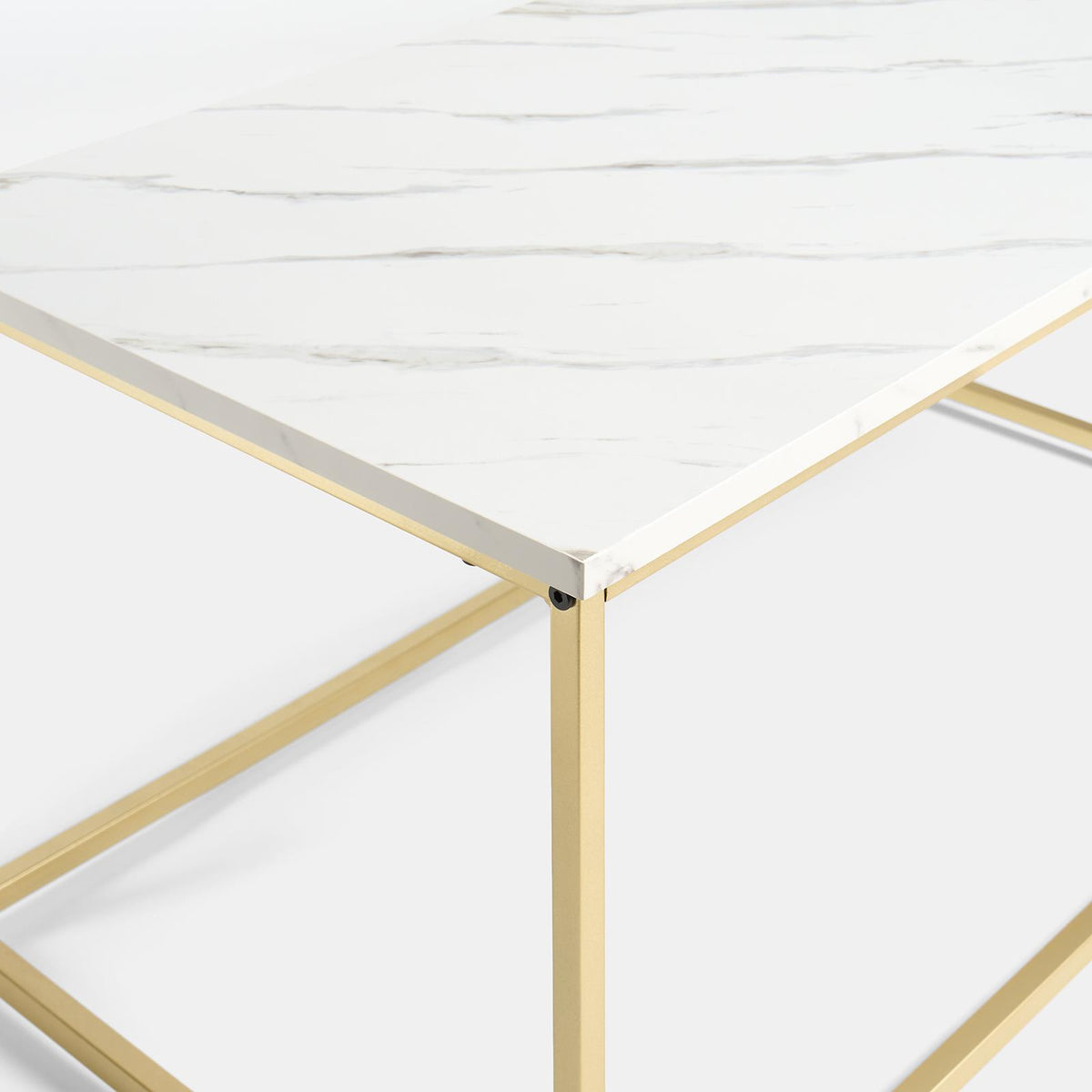 OHS Coffee Table Marble Bedside End Living Room Modern Metal Frame Home Decor
