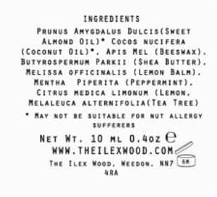 The Ilex Wood Lemon Balm & Peppermint Natural Lip Balm 10ml