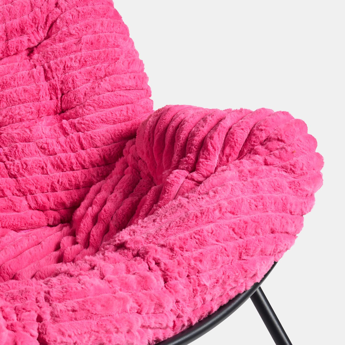 OHS Rocking Chair Ribbed or Smooth Faux Fur Upholstered Metal Frame Cushioned