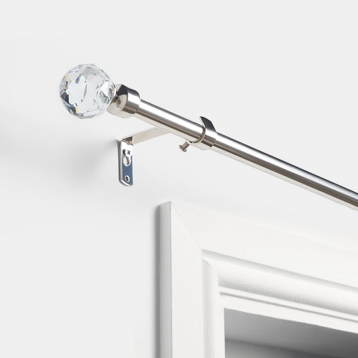OHS 120-200cm Curtain Pole Extendable Metal 16mm Ball Trumpet Twist Finnials