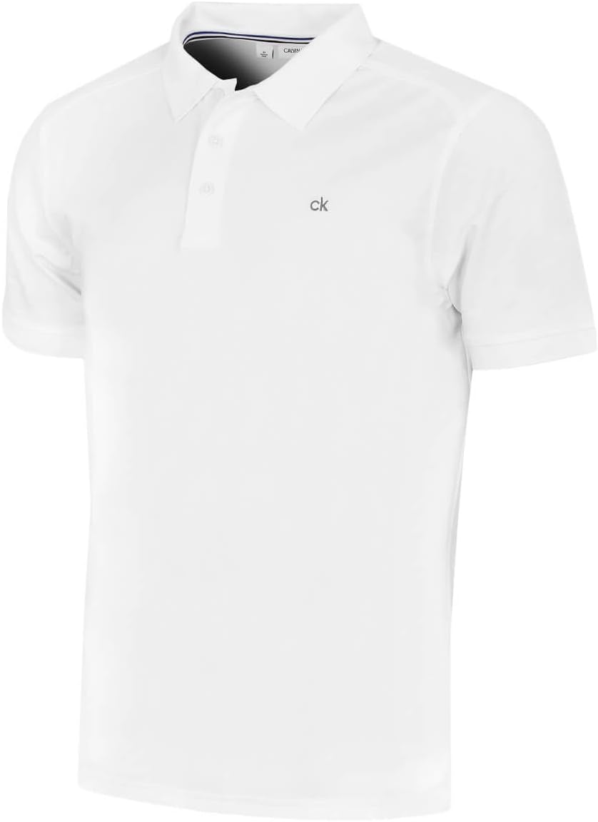 Calvin Klein Mens 2026 Campus 3 Button Ribbed Collar Golf Polo Shirt