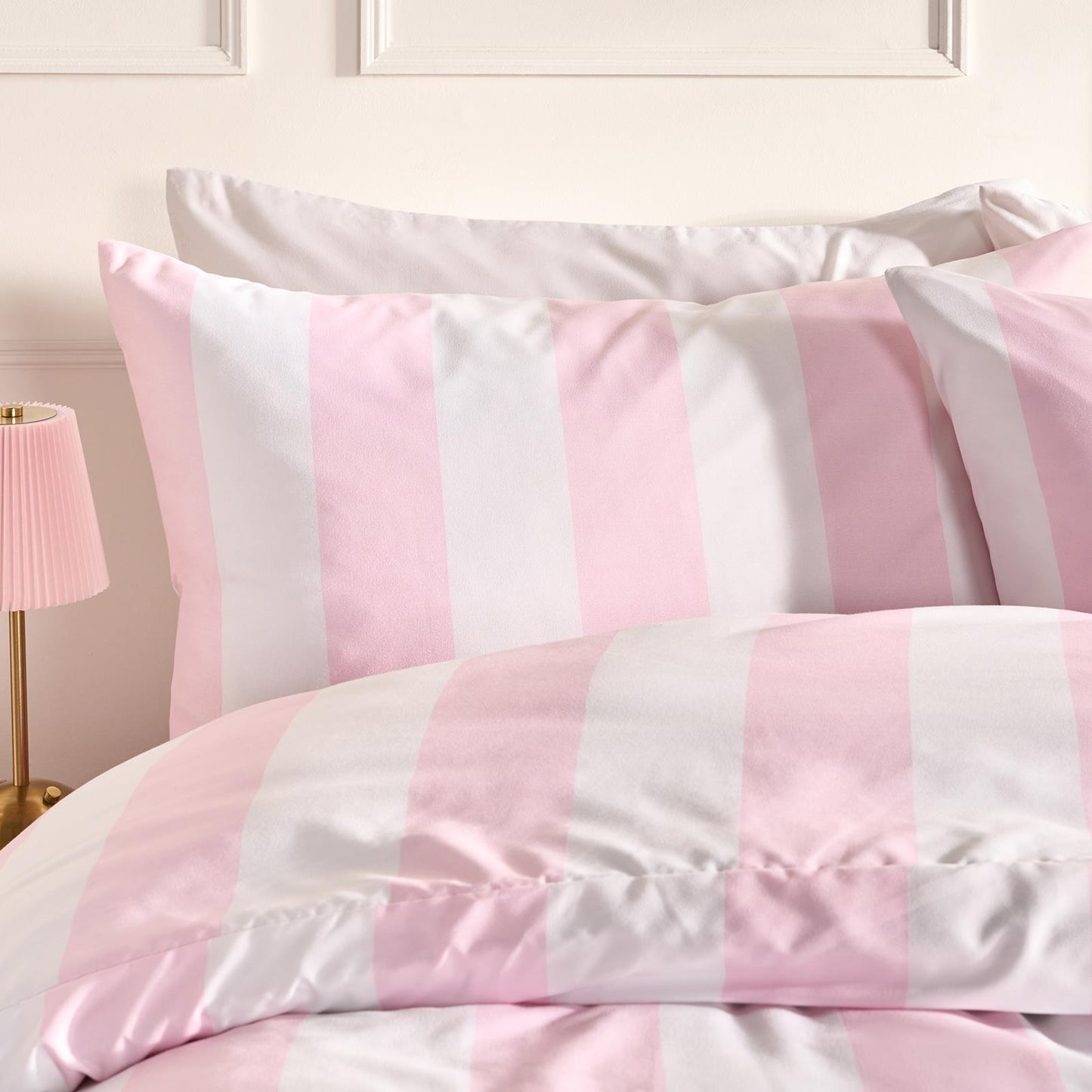 OHS Vertical Stripe Bedding Soft Microfibre Duvet Cover Set with Pillowcase
