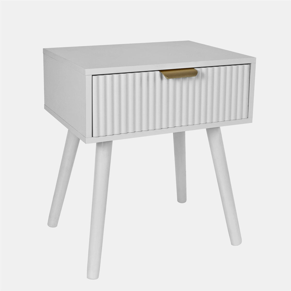 OHS Ribbed Bedside Nightstand 1 Drawer Storage Unit Wooden End Table