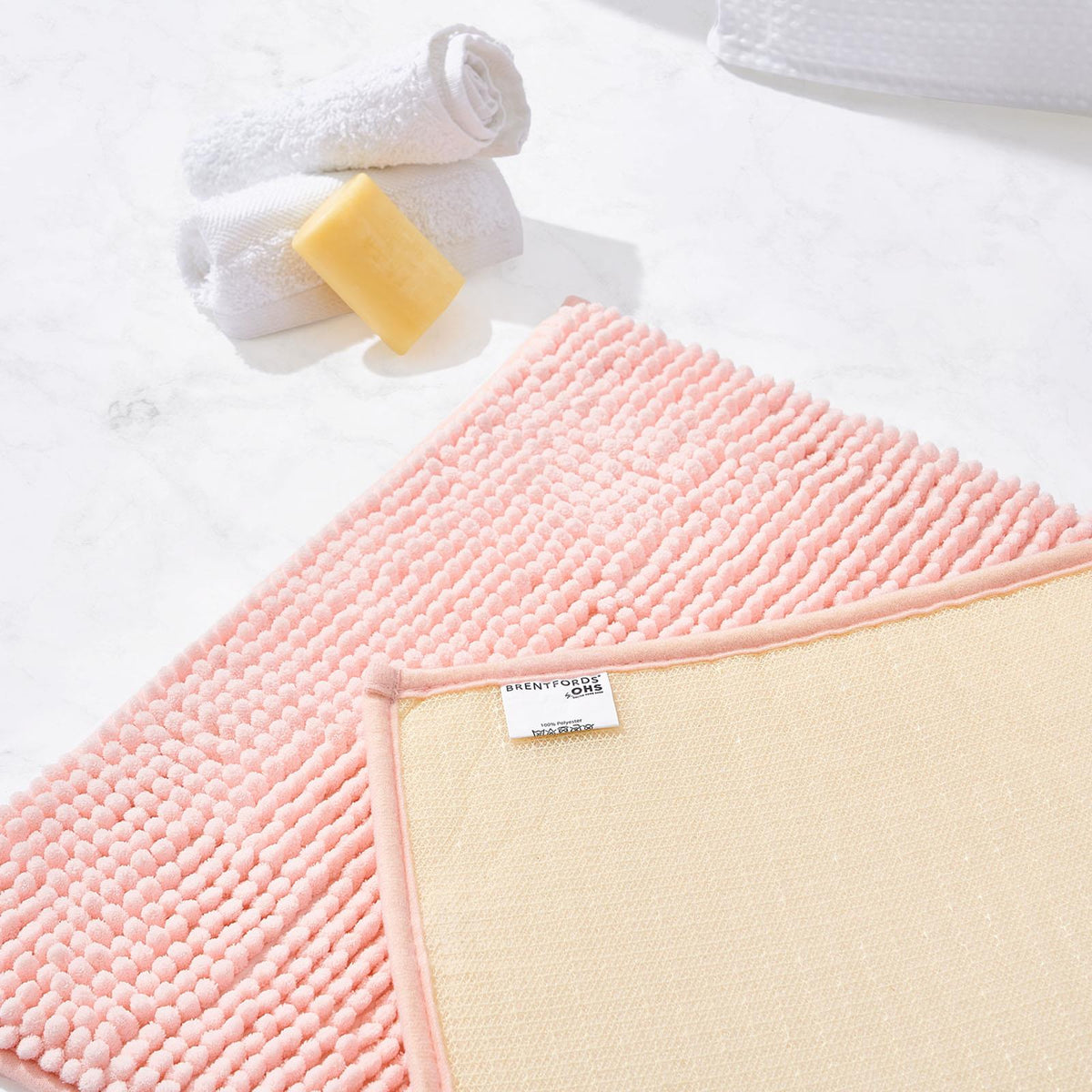 Brentfords Noodle Bath Mat Non Slip Shower Soft Highly Absorbent Chenille Shaggy