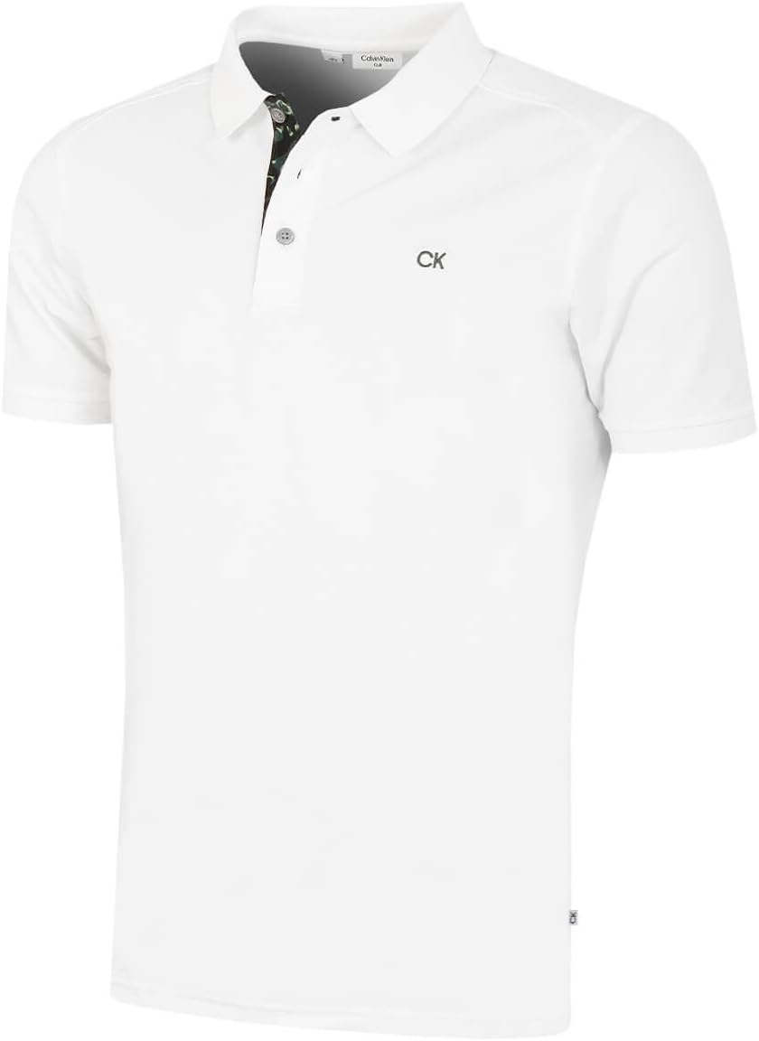 Calvin Klein Mens 2026 Campus 3 Button Ribbed Collar Golf Polo Shirt