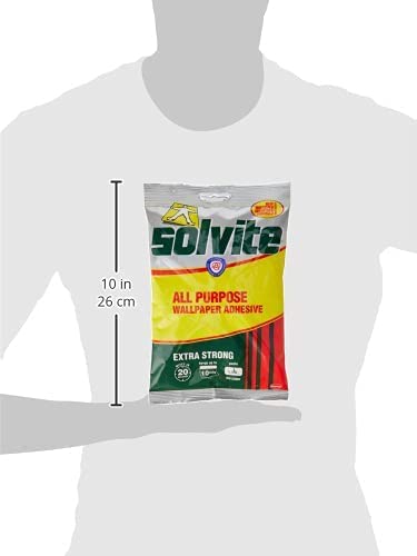 Solvite All-Purpose Wallpaper Adhesive, Reliable Adhesive for Wallpaper, All-Purpose Adhesive with Long-Lasting Results, Wallpaper Paste Hangs up to 10 Rolls (1x185g Sachet)