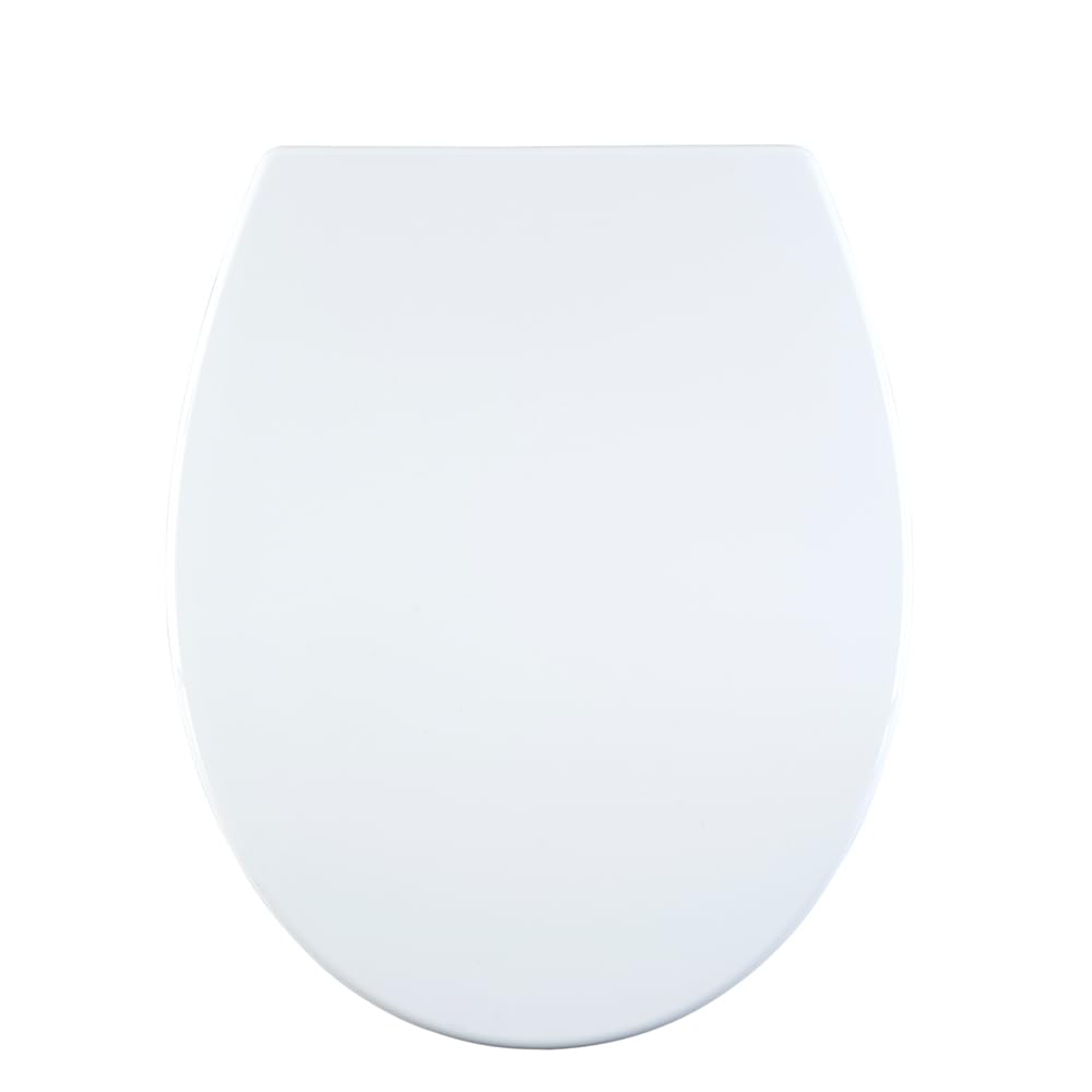 AQUALONA® Premium Thermoplastic Toilet Seat Soft Close Hardwearing Seat with Two Button Hinge Release D Shaped Easy to Clean Simple Installation Top and Bottom Fittings (White - D Shape)