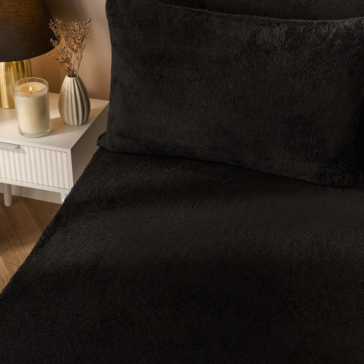 OHS Teddy Fleece Fitted Sheet Thermal Warm Single Double King Bedding NEW