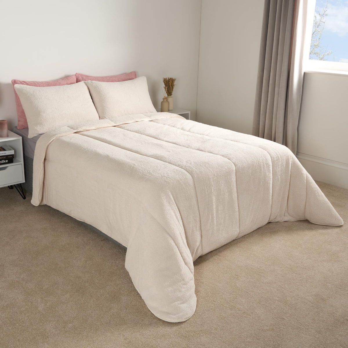 OHS Coverless Duvet 10.5 TOG Teddy Fleece Pillowcase Bedding Set Double King