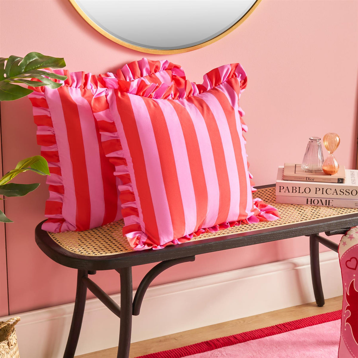 OHS Stripe Frill Cushion Covers Microfibre Square Pillowcases Home Decor