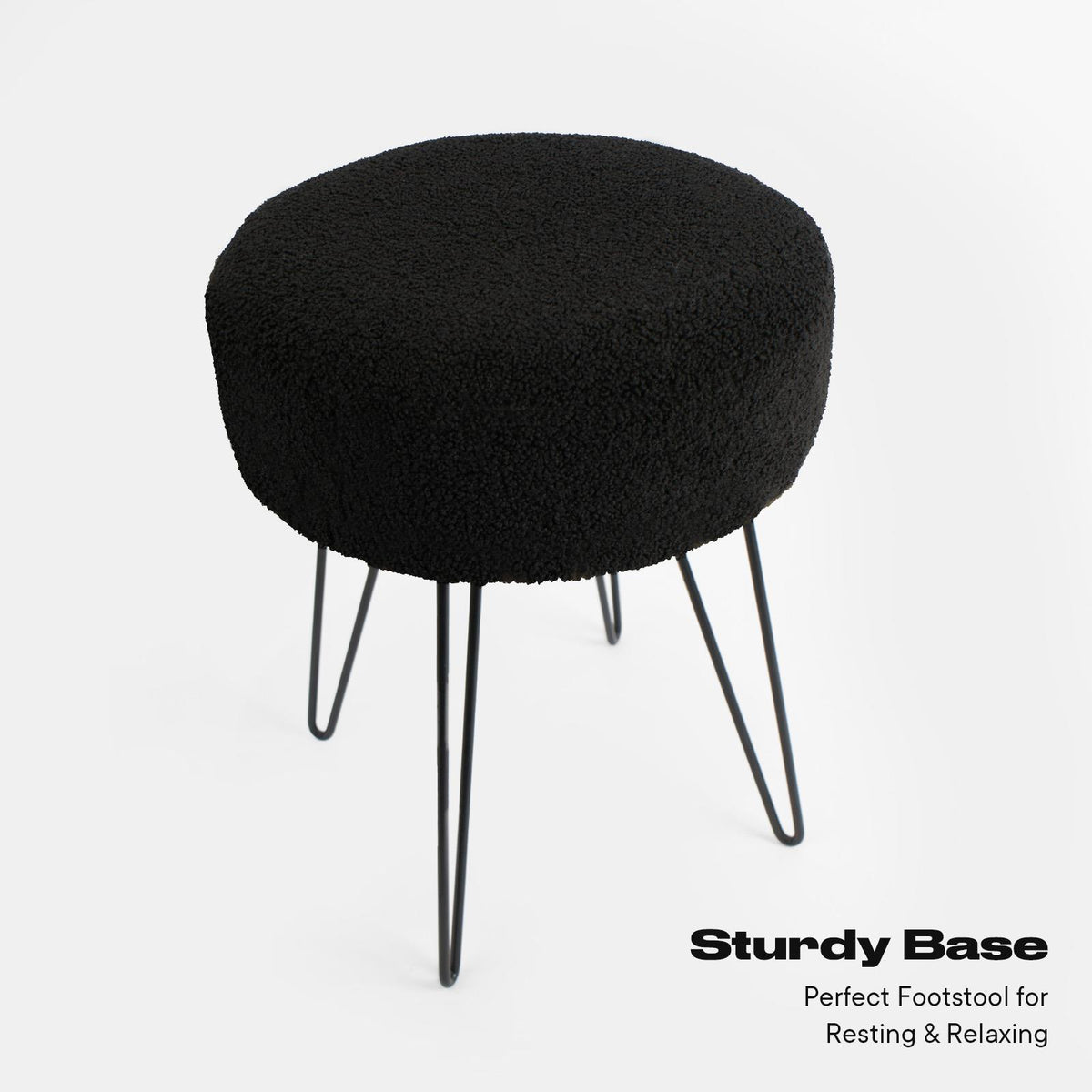 Stool Boucle Fleece Chair Dressing Table Vanity Seat Pouffe Home Spa Foot Rest