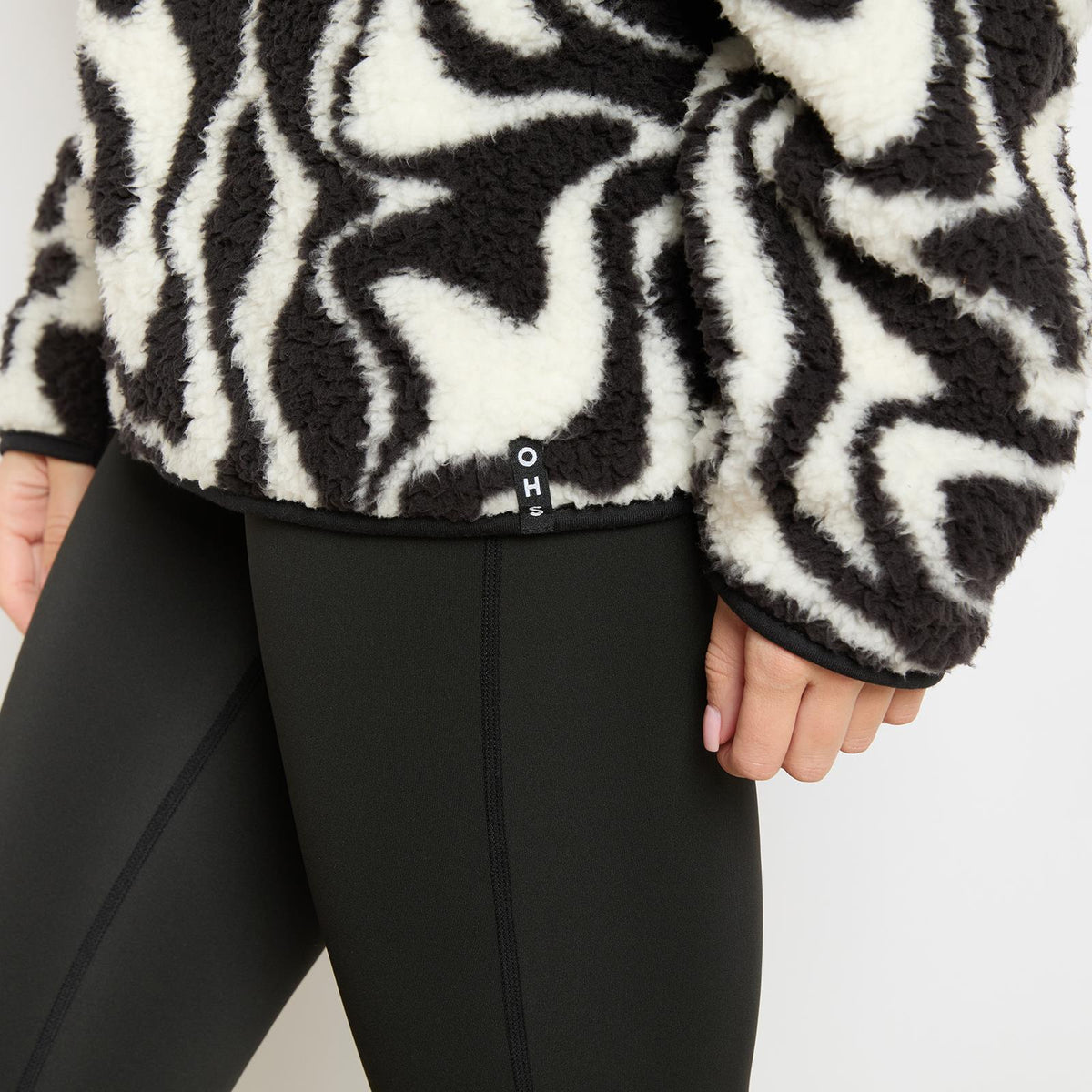 OHS Print Teddy Fleece Half Zip Jumper Womens Pullover Sweatshirt Long Sleeve