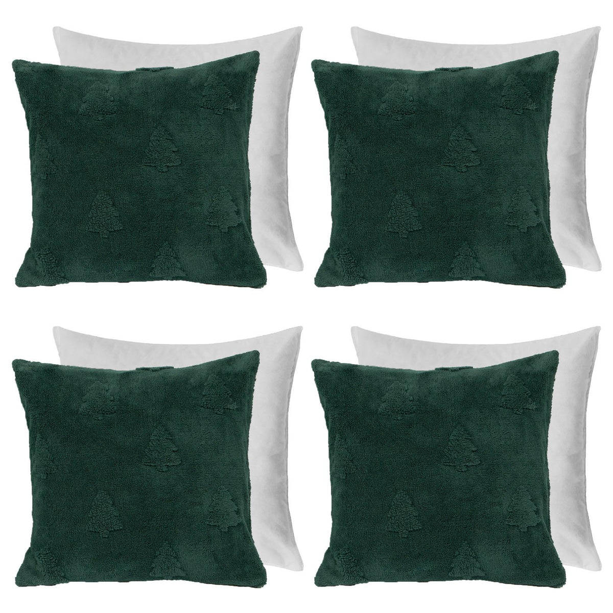 Winter Tree Cushion Covers 2/4 Sherpa Fleece Filled Plump Pads Christmas Home