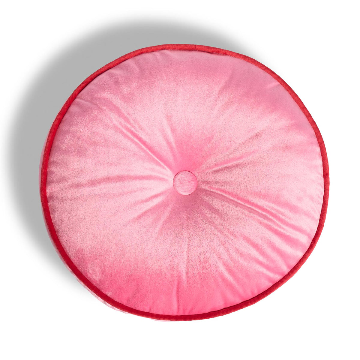 OHS Velvet Filled Cushion Round Bedroom Decor Scatter Chair Sofa Button Pillow