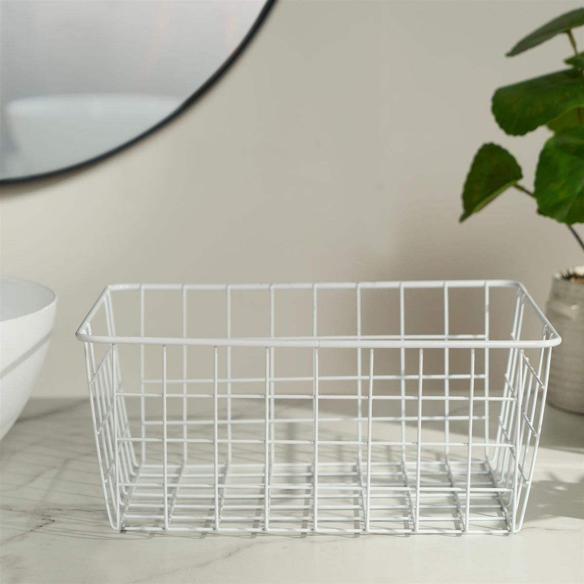 Wire Storage Basket Organiser Tidy Clothing Towel Holder Space Saving Solution