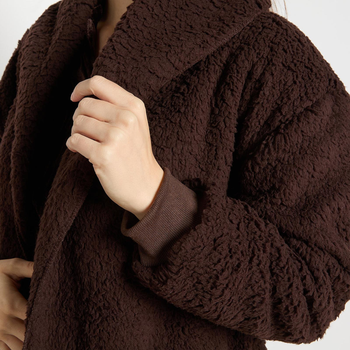 OHS Waterfall Cardigan Warm Teddy Fleece Open Front Wrap Loungewear Outwear