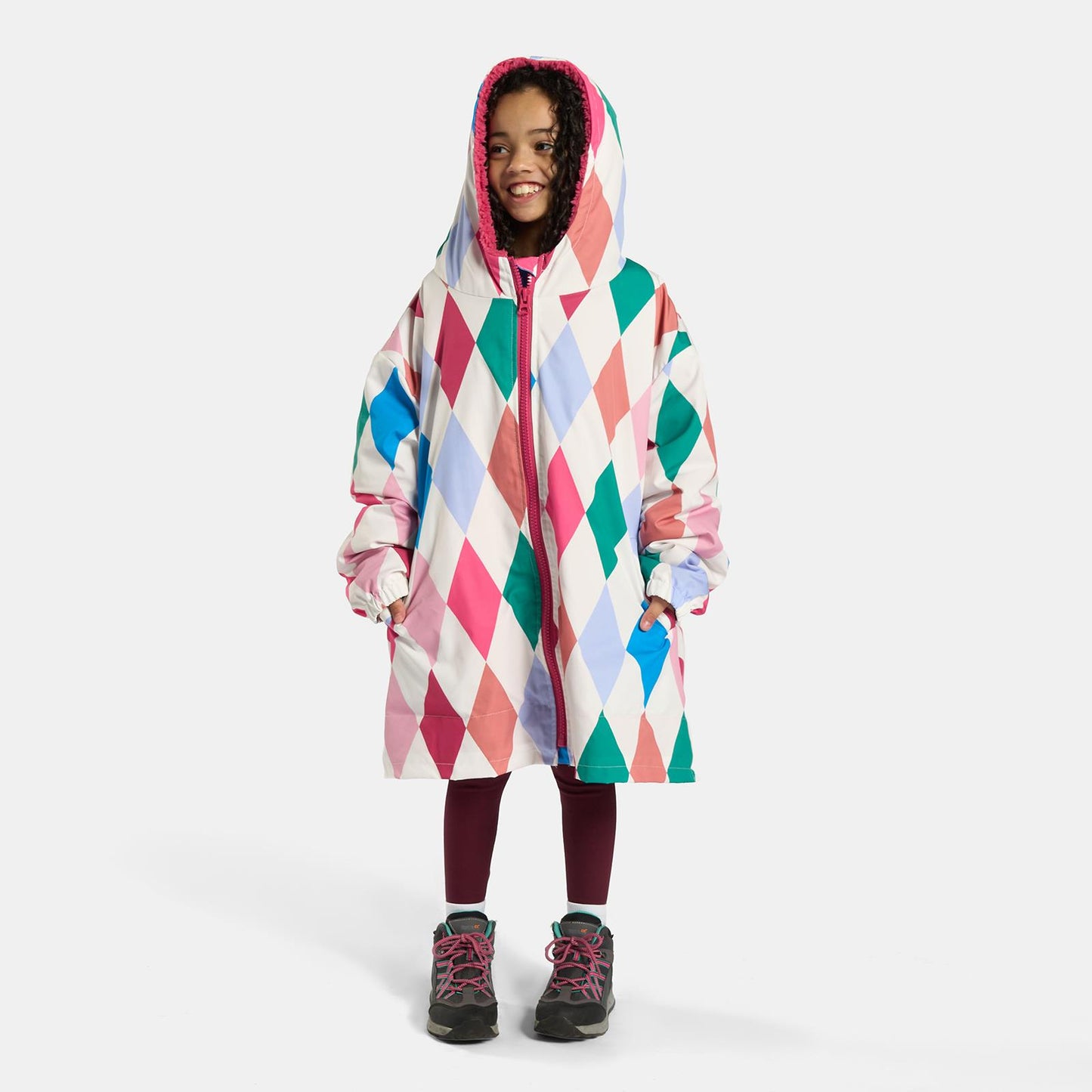 OHS Kids Drying Changing Robe Fun Print Sherpa Lined Water Resistant Long Coat