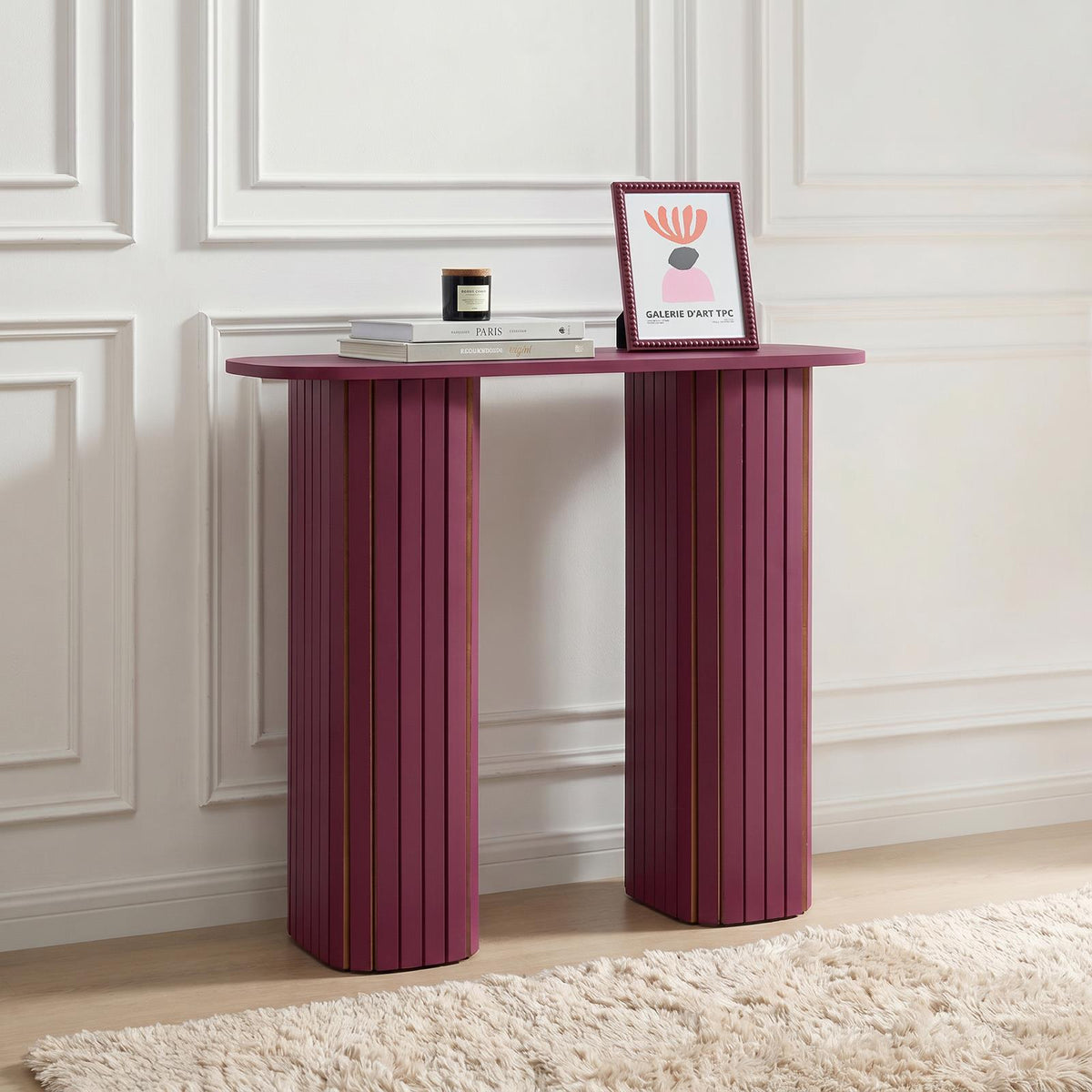 OHS Madison Console Table Ribbed Engineered Wood Entryway Display Unit Decor