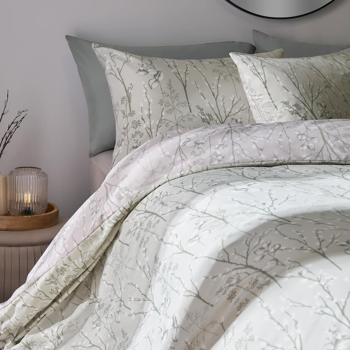 OHS Willow Branch Bedding Set Microfibre Duvet Cover with Pillowcase