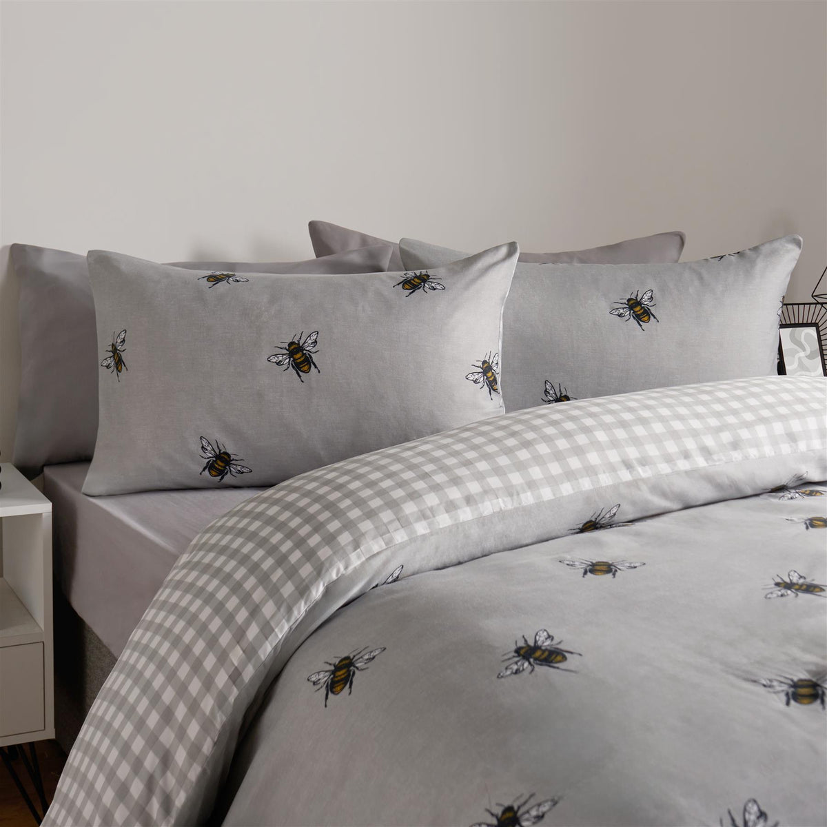 Bee Duvet Cover Set Reversible Stripe Quilt Bedding Set Single Double King Size