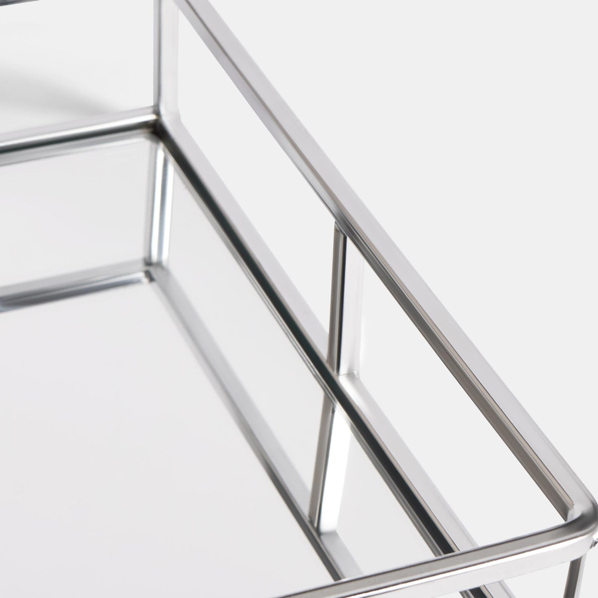 OHS Mirrored Serving Tray with Metal Frame Tealight Holder Vanity Display Plate