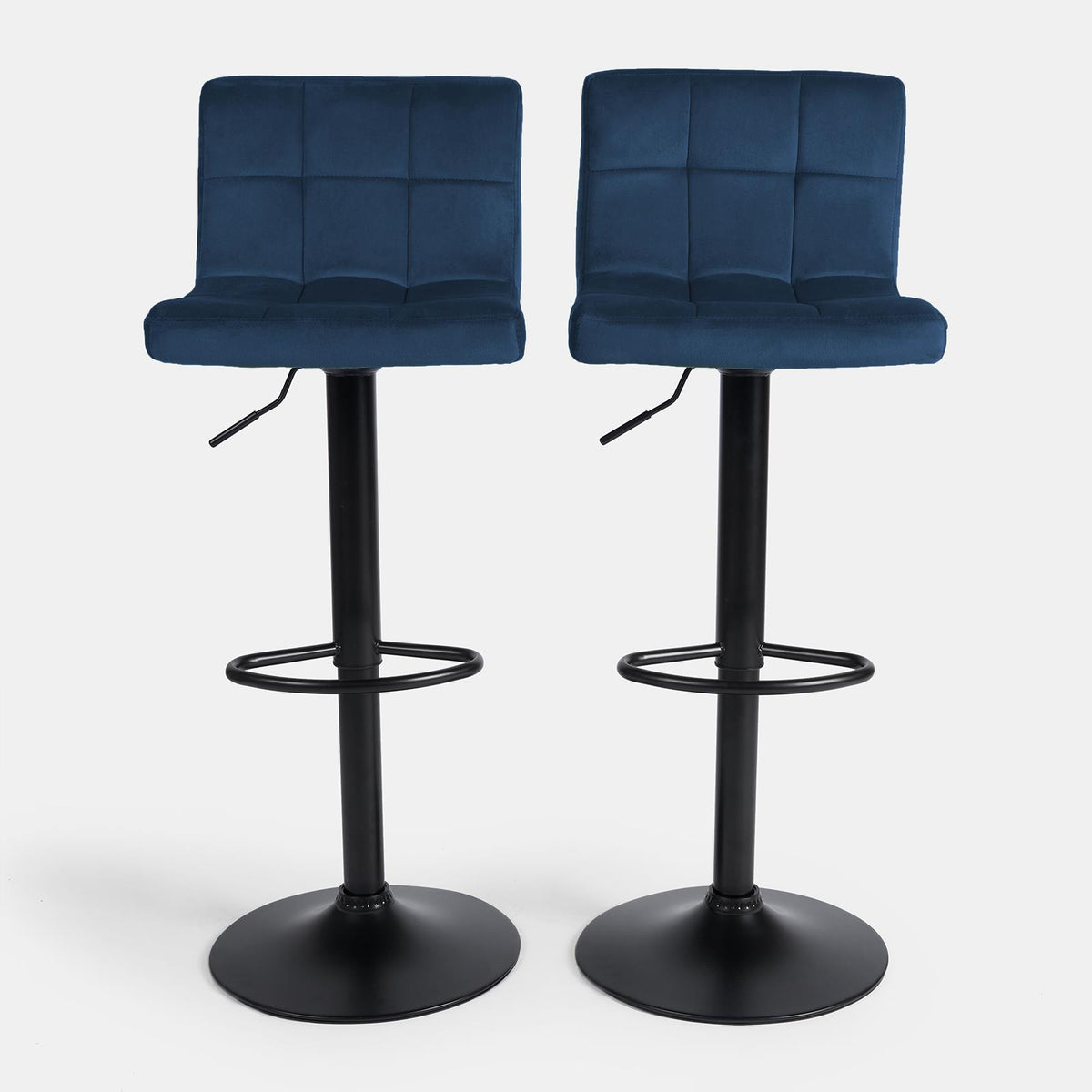 Adjustable Bar Stools x 2 Velvet Swivel Pub Seat Kitchen Breakfast Counter Chair