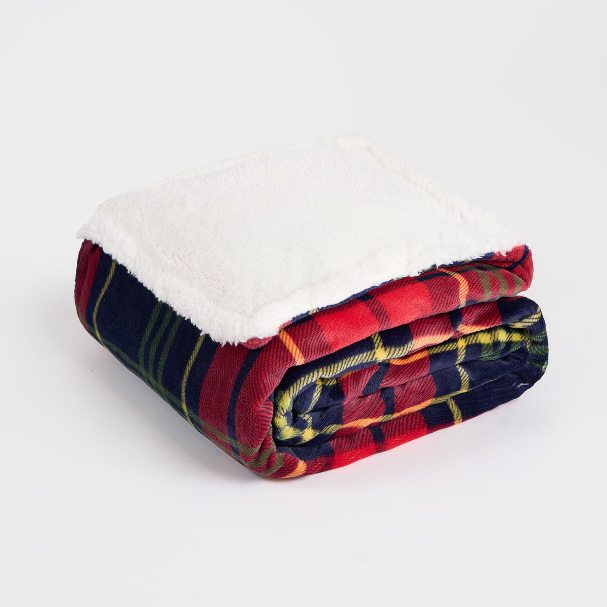 OHS Tartan Throw Sherpa Fleece Plush Flannel Blanket Warm Xmas Soft Bedspread