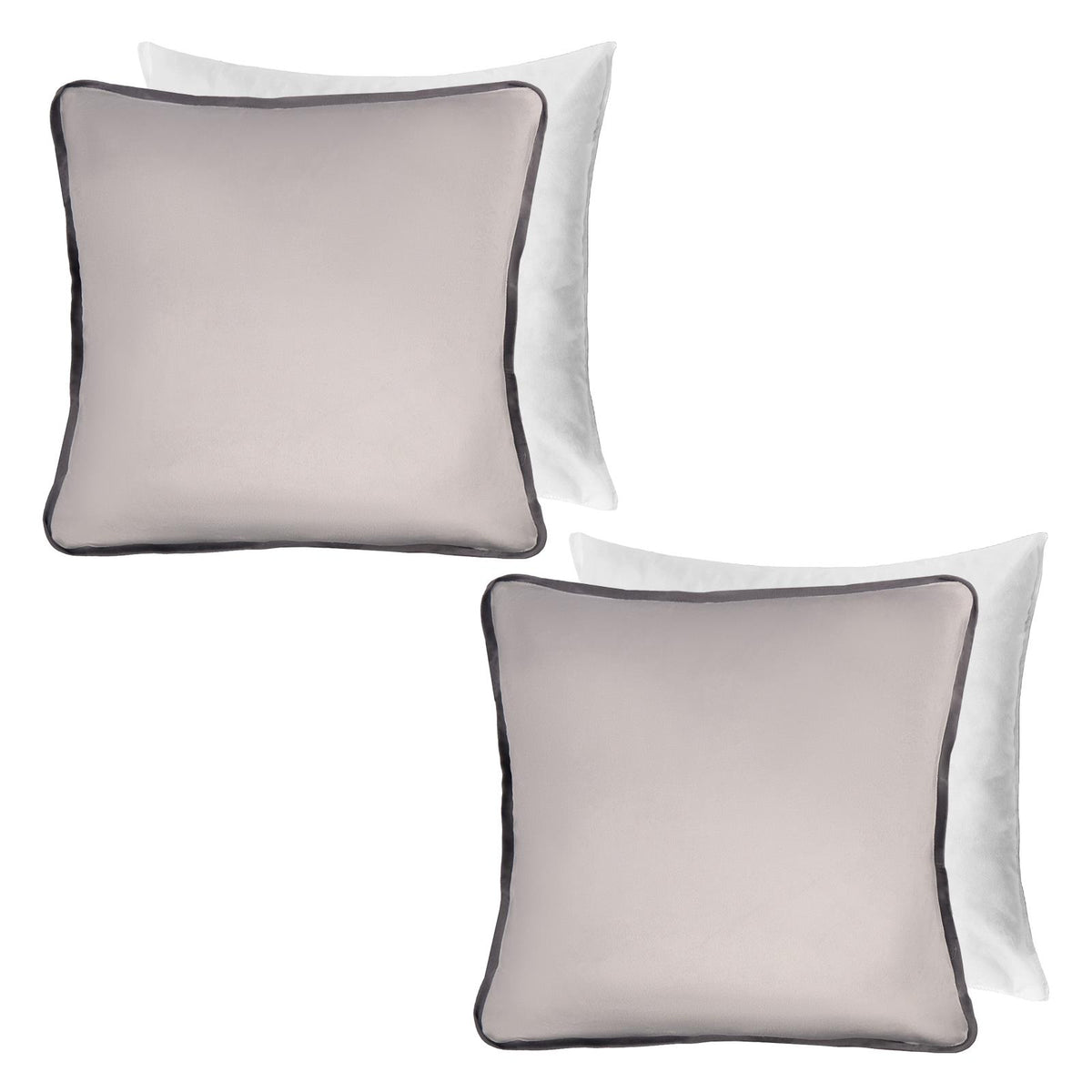 OHS Piped Edge Cushion Covers Matte Velvet Soft Luxury 2/4 Square Pillowcases