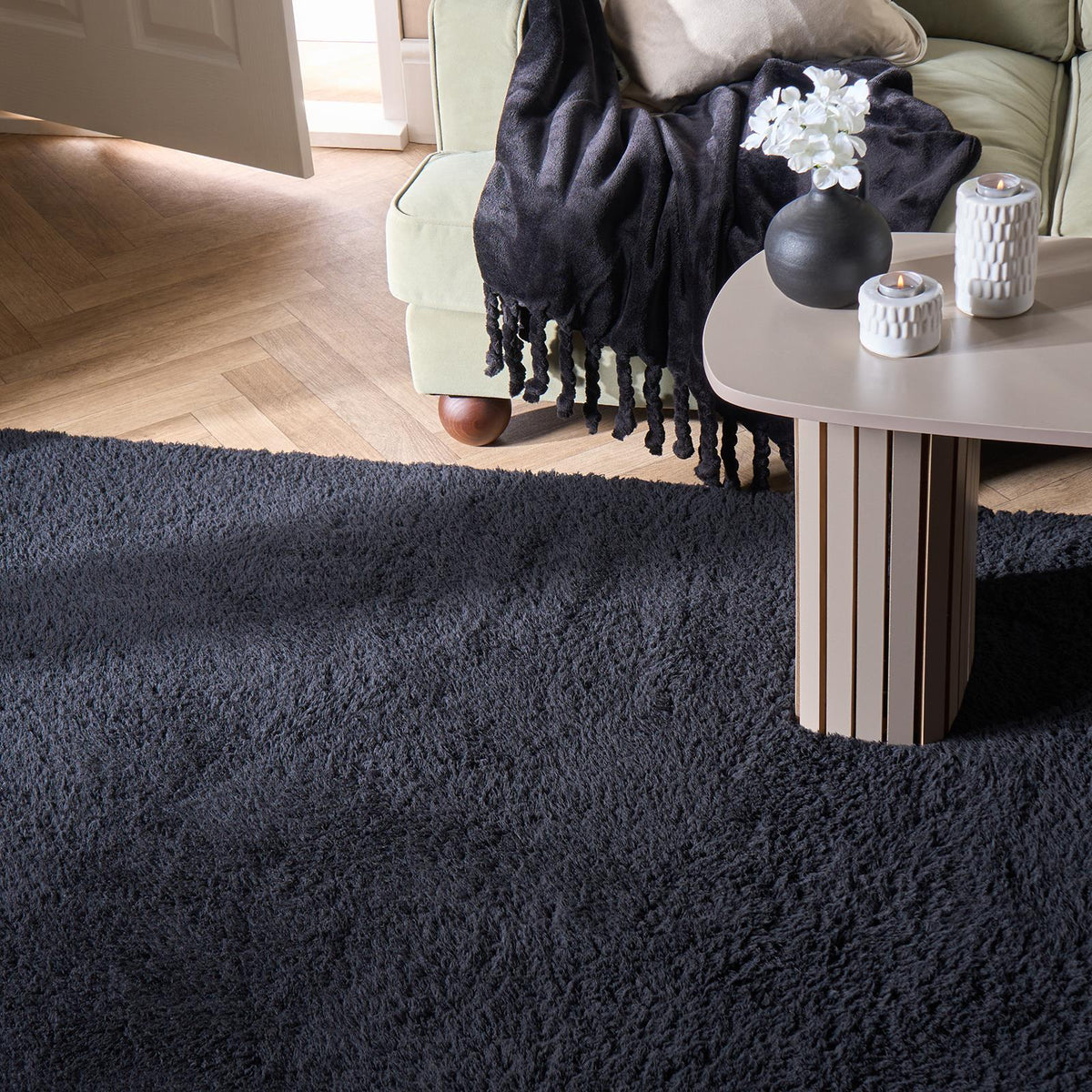 OHS Fluffy Teddy Rug Soft Bedroom Floor Carpet Plush Area Mats For Living Room