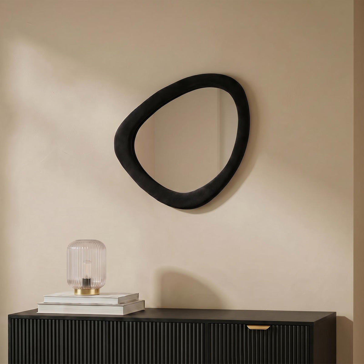OHS Wall Mirror Matte Velvet Irregular Home Decor Vanity Living Room Bedroom