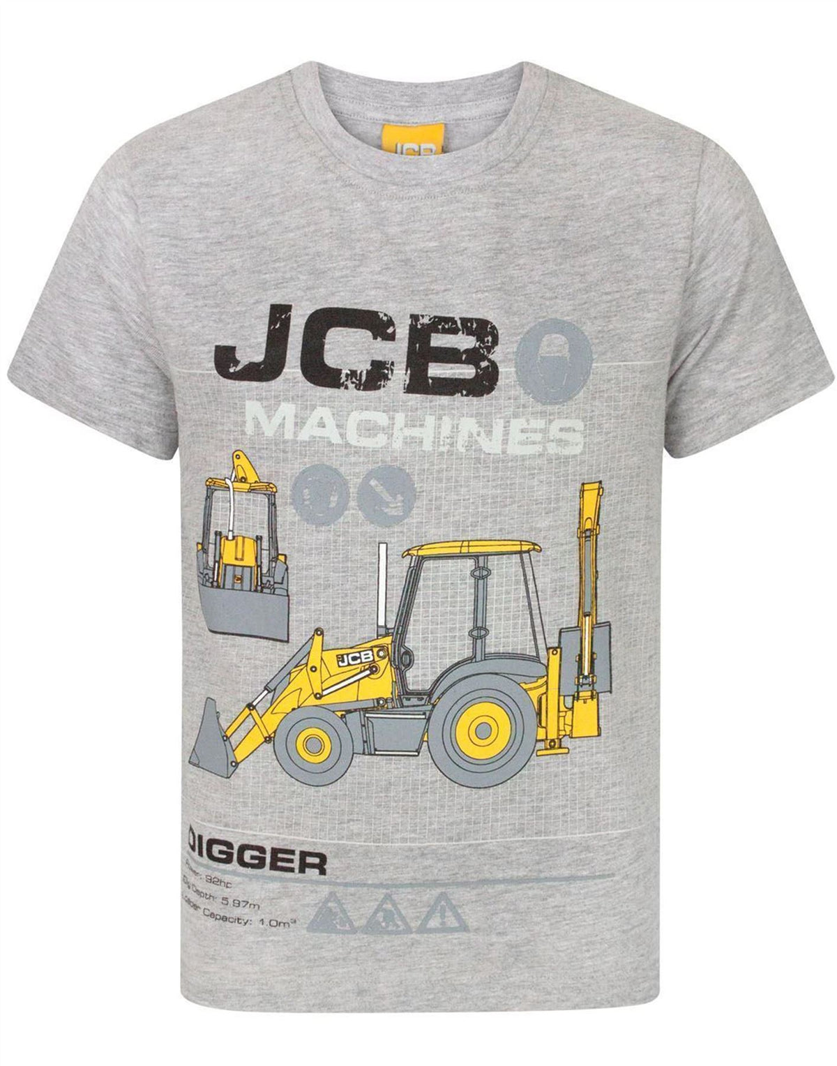 JCB Short Sleeved T-Shirt | Boys Grey | Official Merch