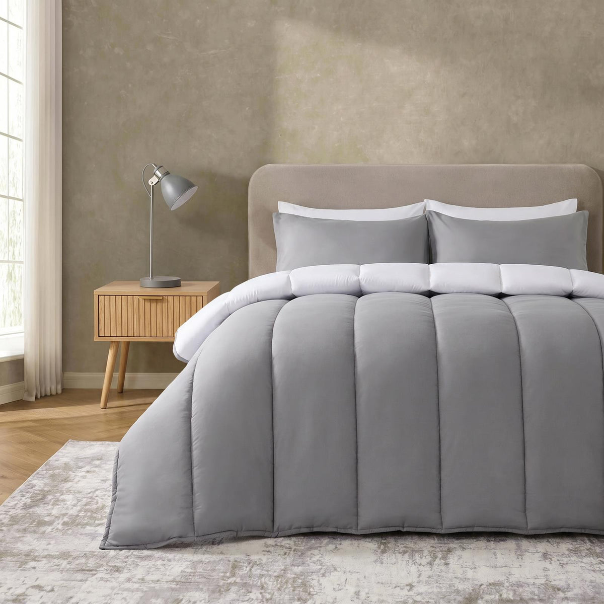 OHS Coverless Duvet & Pillowcase 10.5 Tog Bedding Set Easy Care Reversible