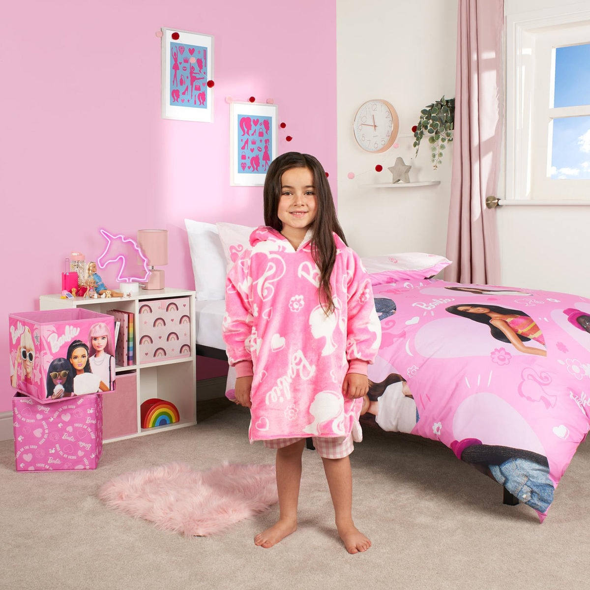 Barbie Hoodie Blanket Oversized Fleece Warm Wearable Throw Jumper Sweatshirt