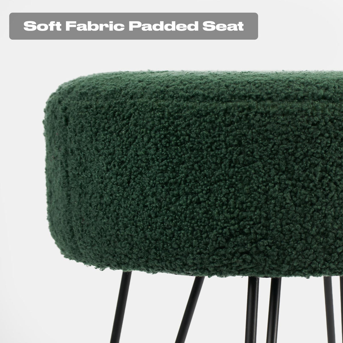 Stool Boucle Fleece Chair Dressing Table Vanity Seat Pouffe Home Spa Foot Rest