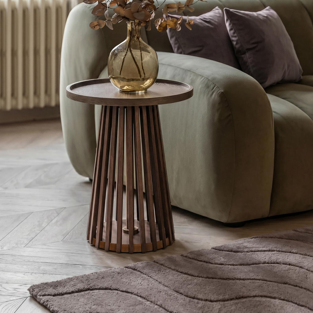 OHS Ivy Side Table Slatted Engineered Wood Living Room Bedroom Bedside