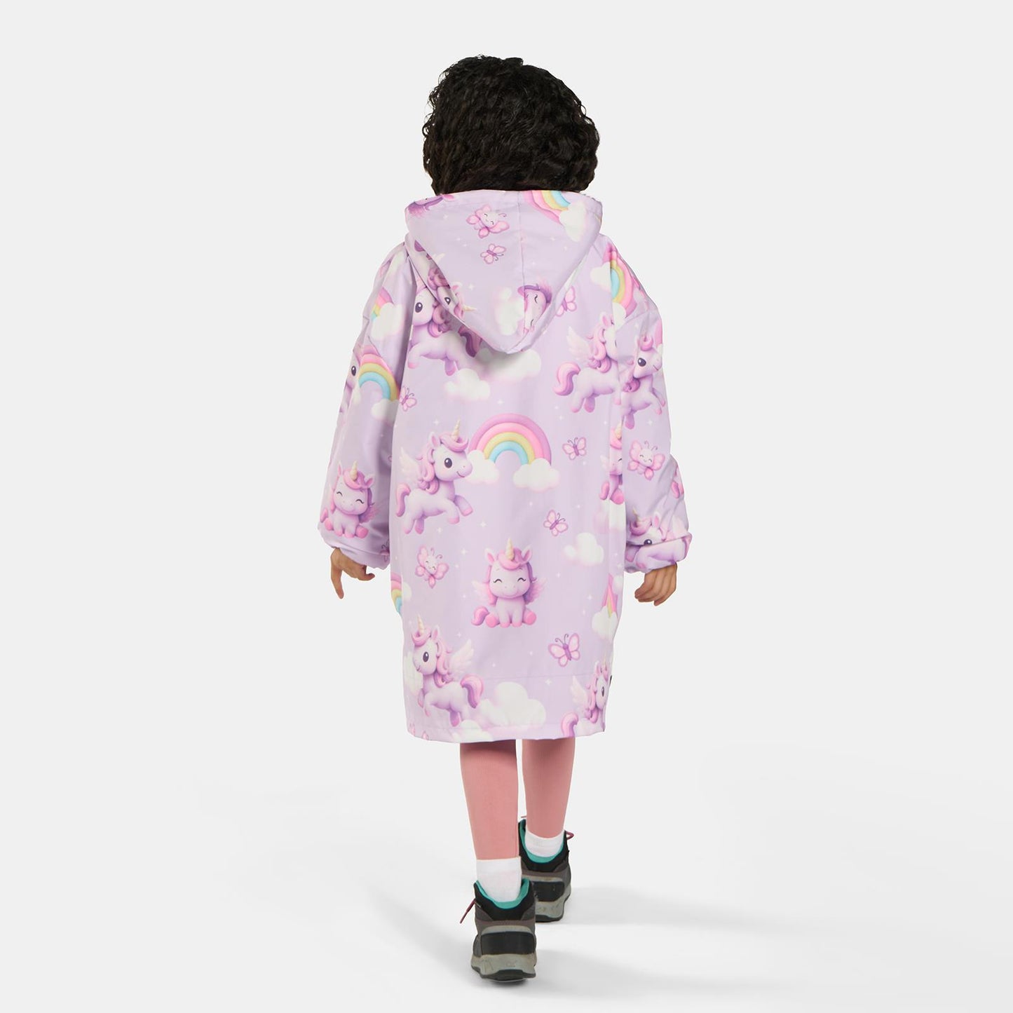 OHS Kids Drying Changing Robe Fun Print Sherpa Lined Water Resistant Long Coat